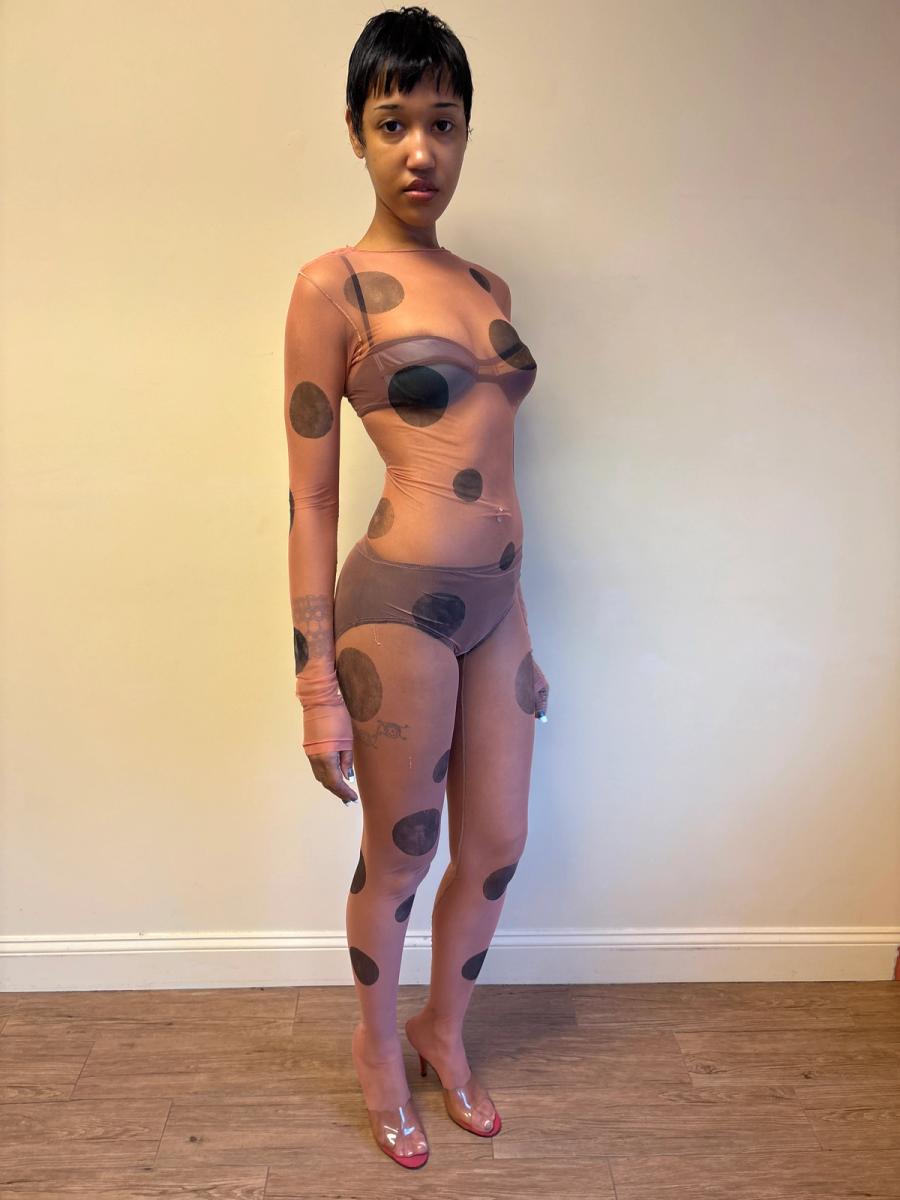 Polka Dot Illusion Net Bodysuit  product image