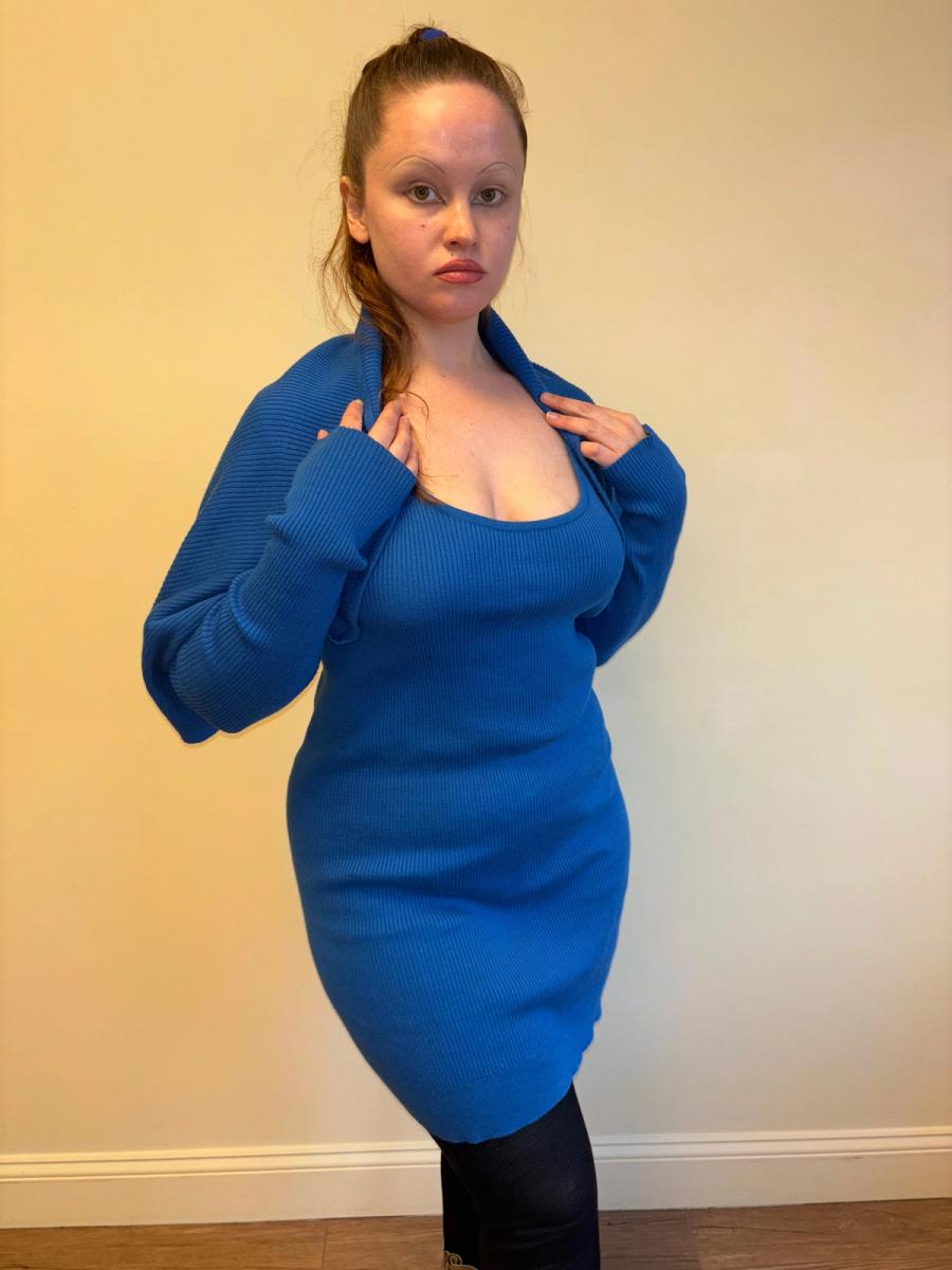 80s Angelo Tarlazzi Blue Dress with Shrug product image
