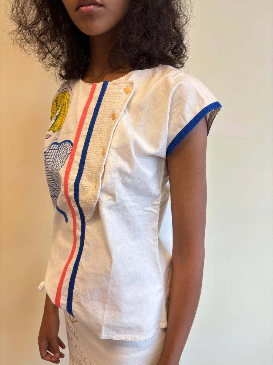 1980s French Illustrated Woman Shirt product image