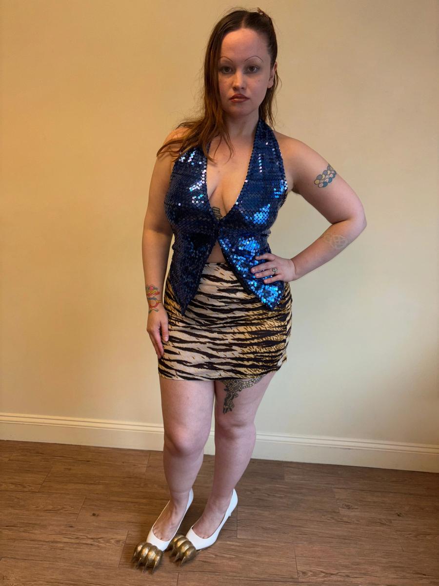 90s Chantal Thomass Blue Sequin Halter Top product image