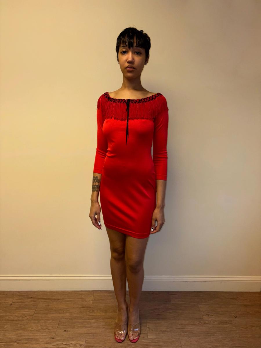 90s Chantal Thomass Red Fringe Dress product image