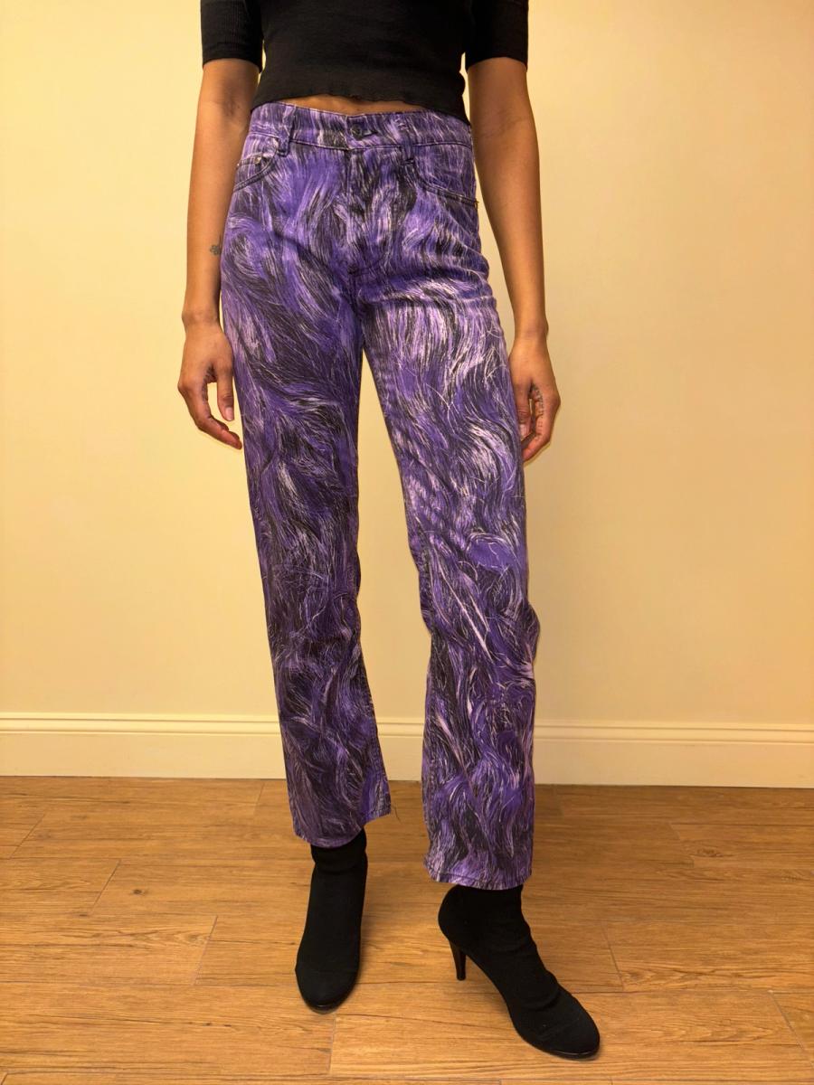 90s Vivienne Westwood Purple Hair Print Jeans