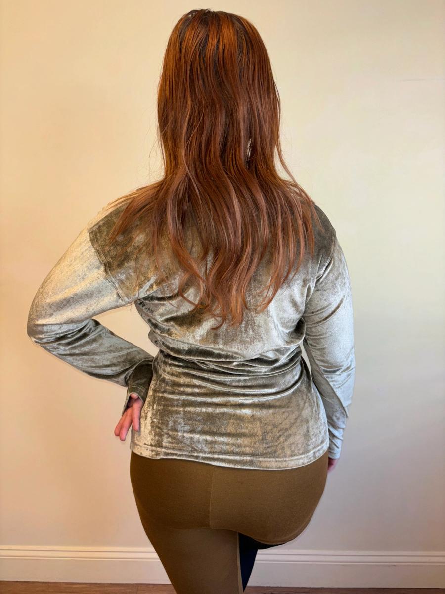 Late 80s Kenzo Sage Velvet Wrap Top  product image