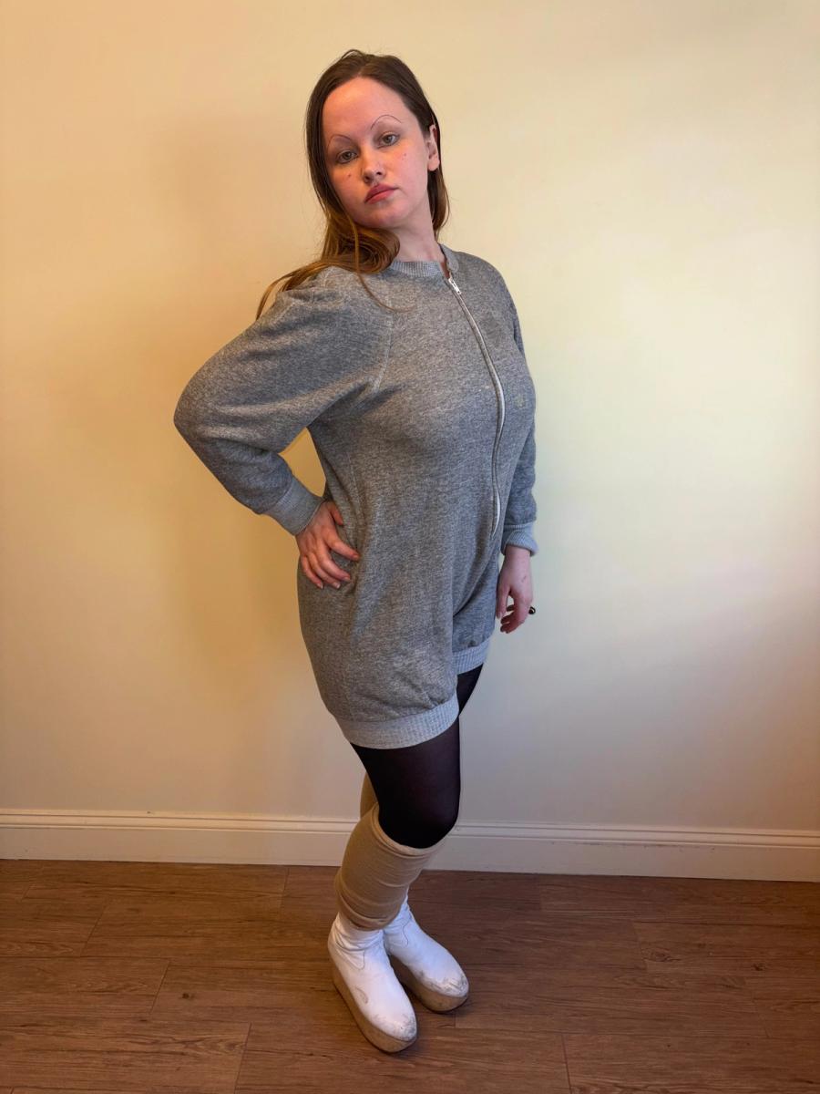 1980 Norma Kamali Gray Zip Up Jumpsuit product image