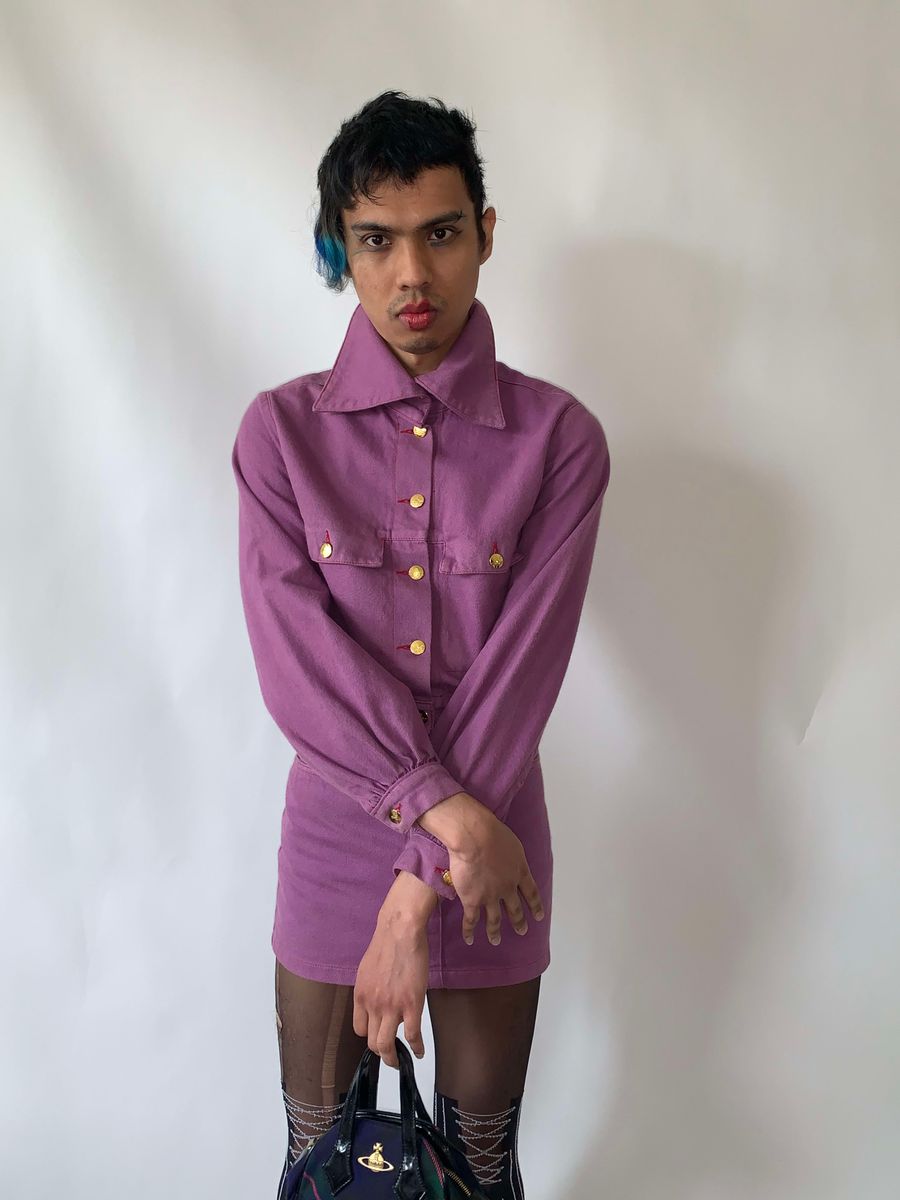 90s Vivienne Westwood Fuschia Denim Set product image