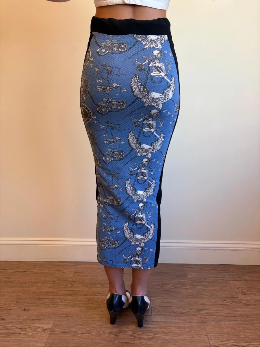 80s Junior Gaultier Biker and Pin-up Girl Hobble Skirt product image