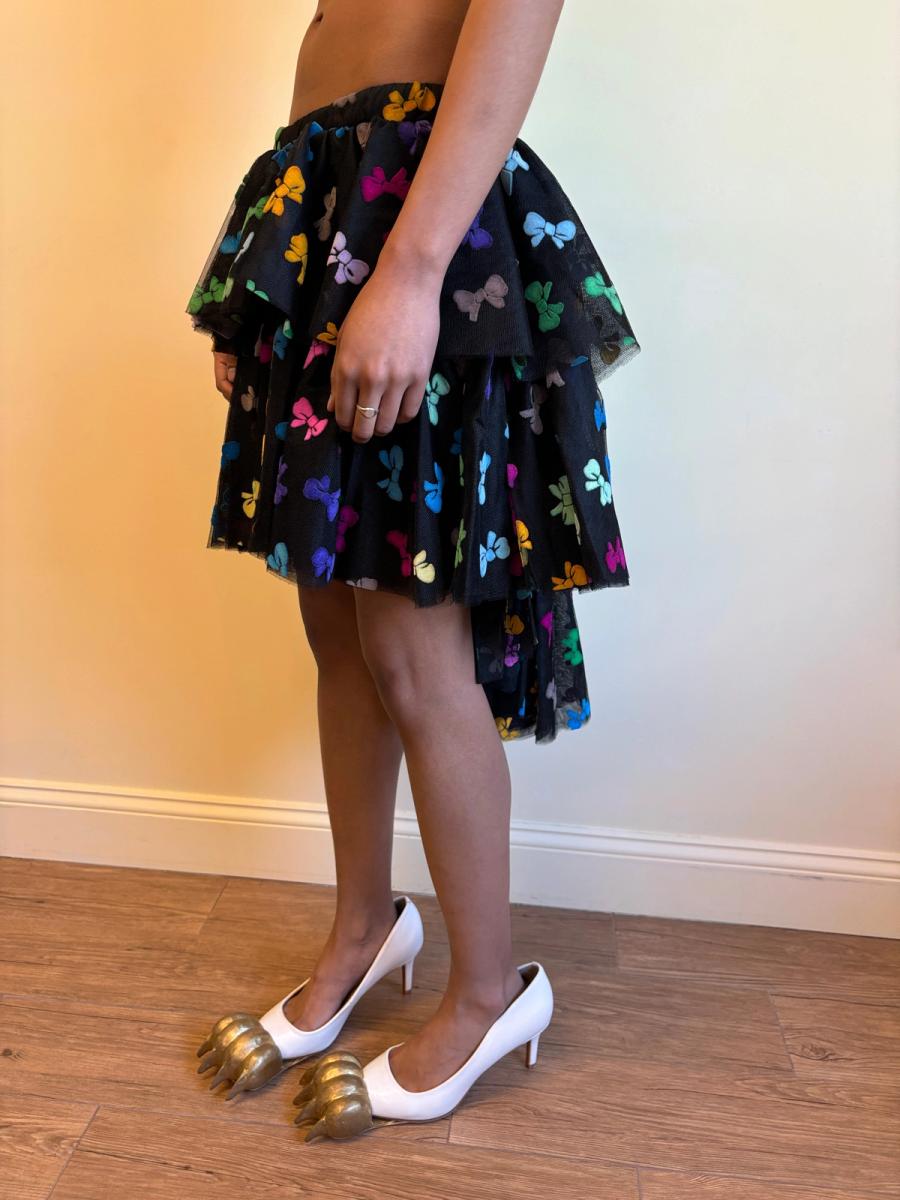 80s Yvan & Marzia Flocked Bow Skirt product image