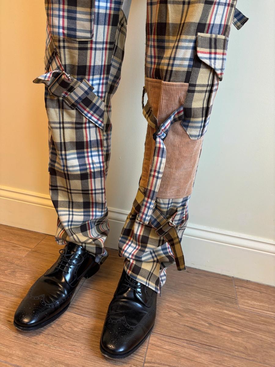 Milkboy Leather Patchwork Plaid Pants product image