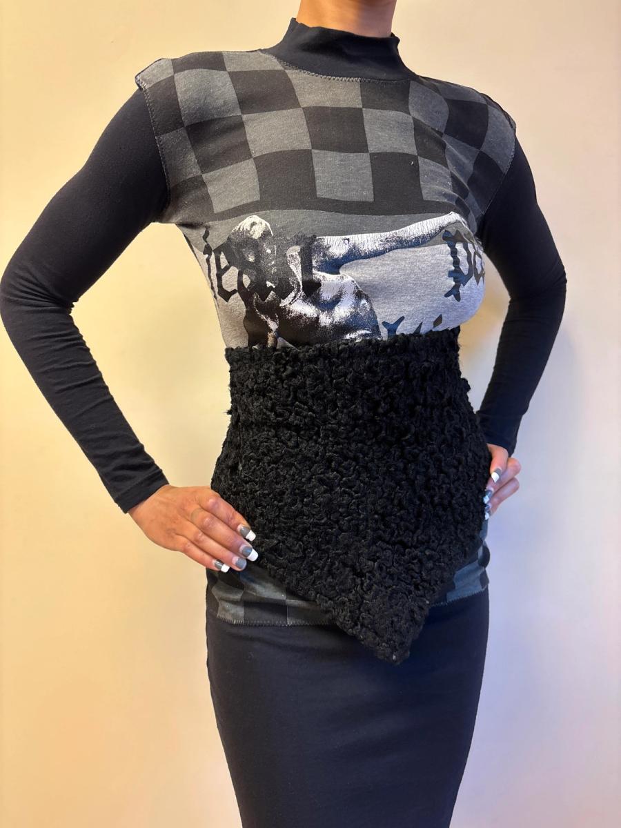 1980s Gibo Gaultier Faux Astrakhan Corset  product image