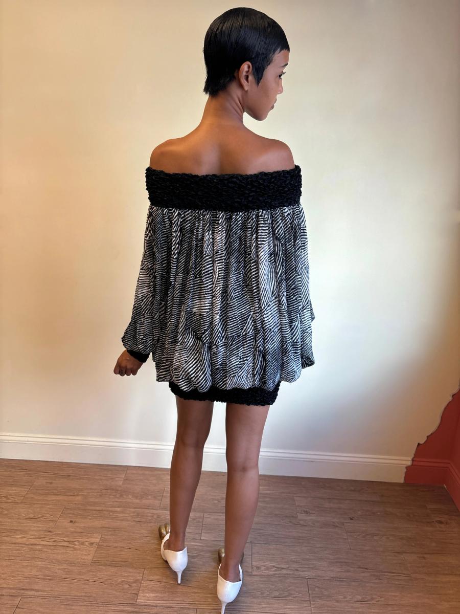 80s Claude Petin Striped Silk Dress product image