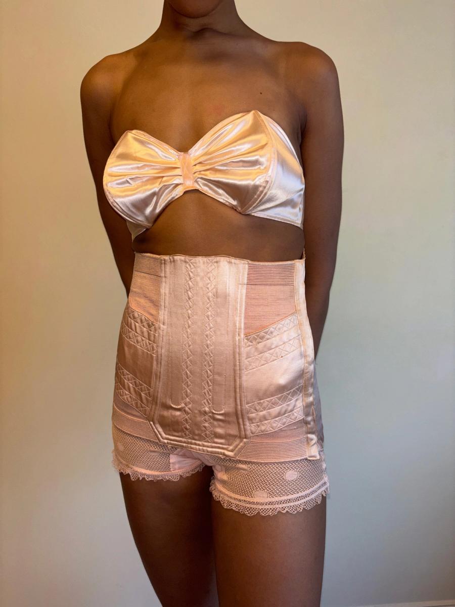 1930s Pink Satin Girdle product image