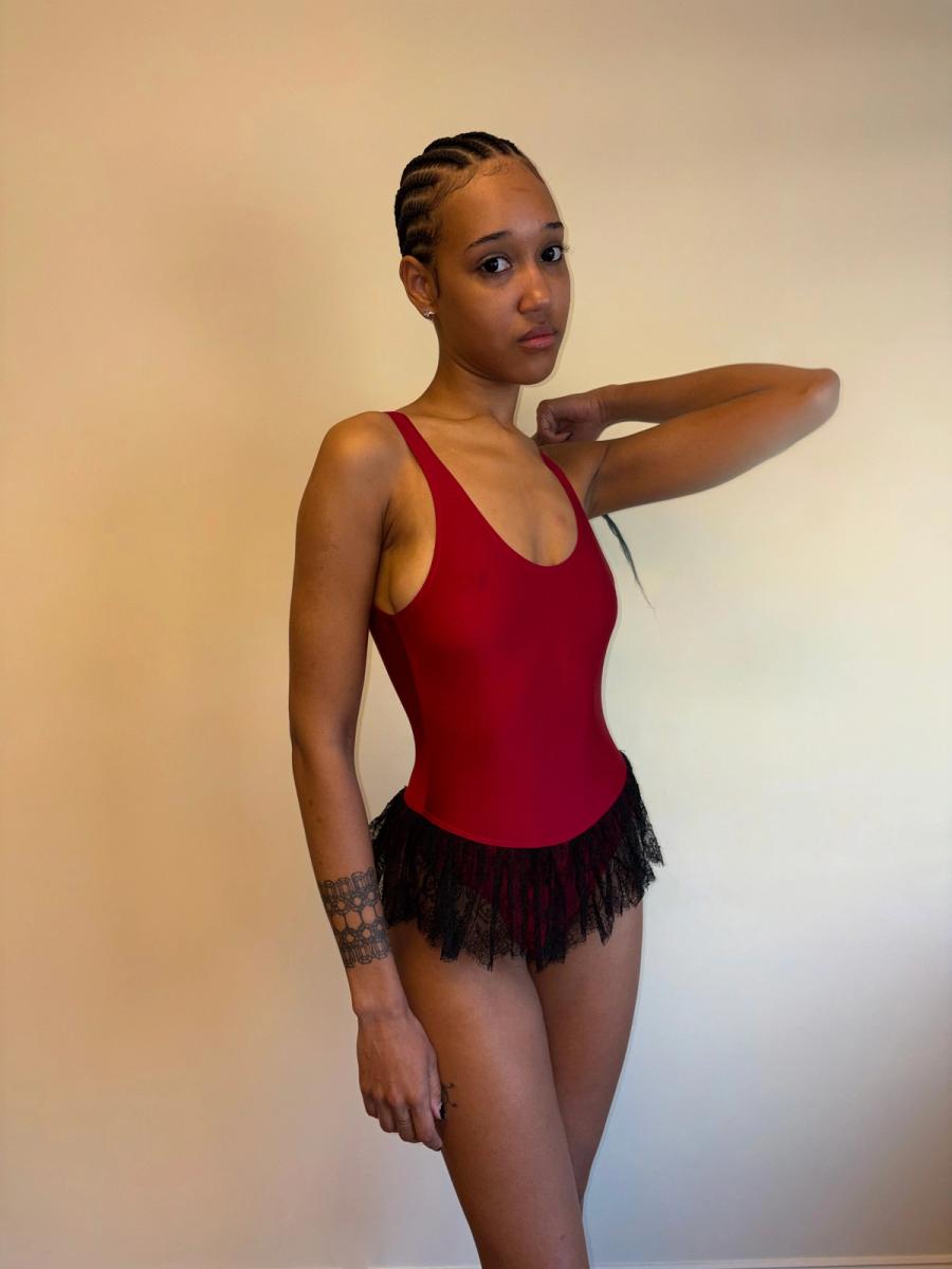 Vintage Chantal Thomass Red Swimsuit with Lace Skirt product image