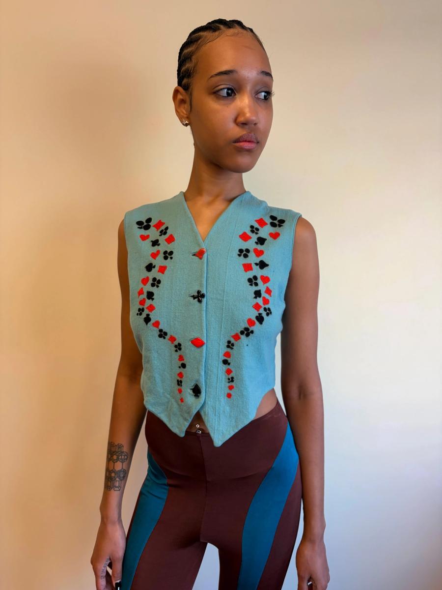 40s Playing Card Theme Embroidered Vest product image
