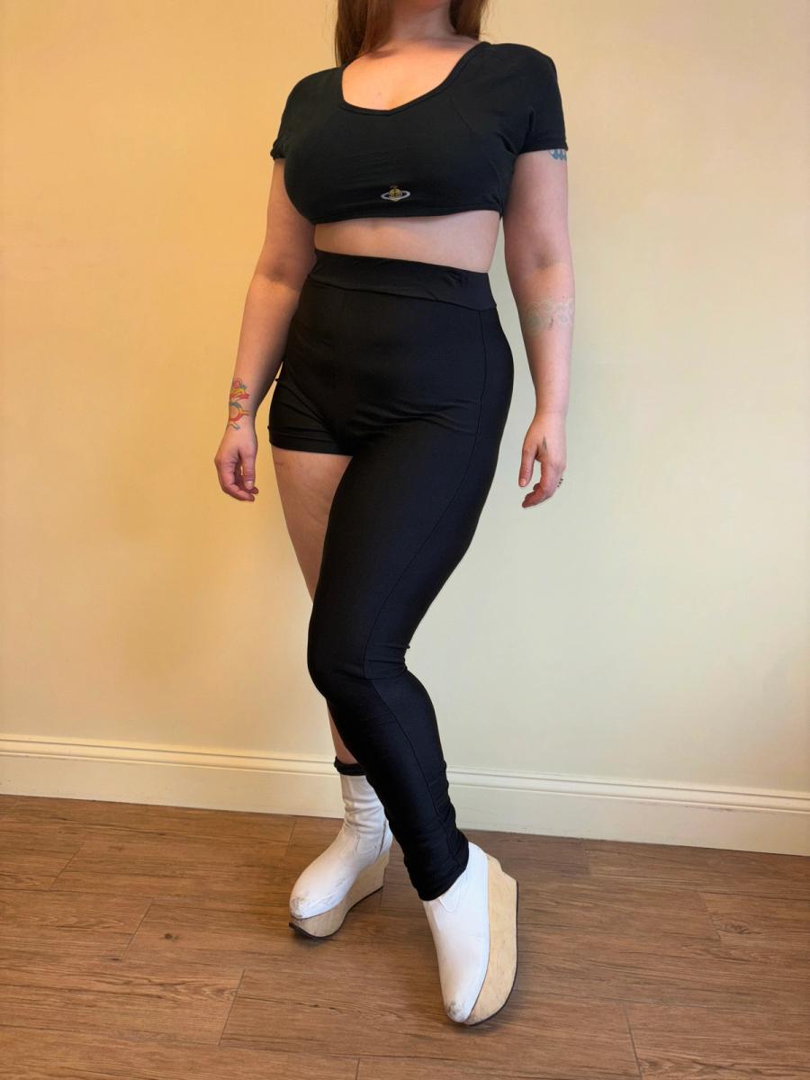 1980s Red or Dead Asymmetrical Leggings  product image