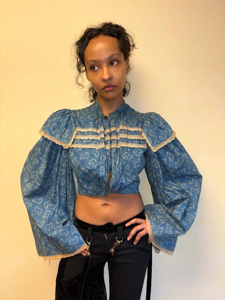 1860s Rare Bell Sleeve French Calico Bodice product image