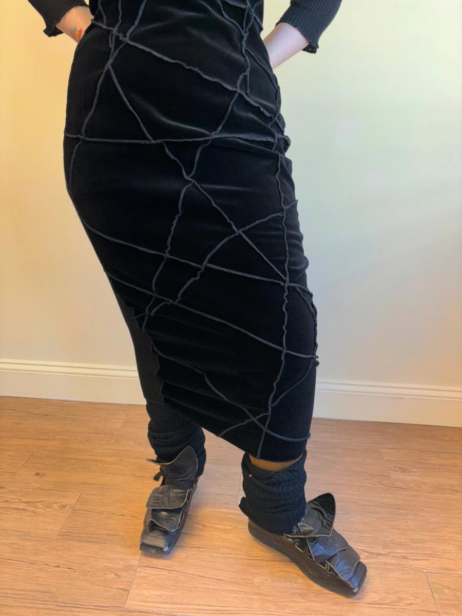 90s Patchwork Velvet Jean Colonna Dress product image