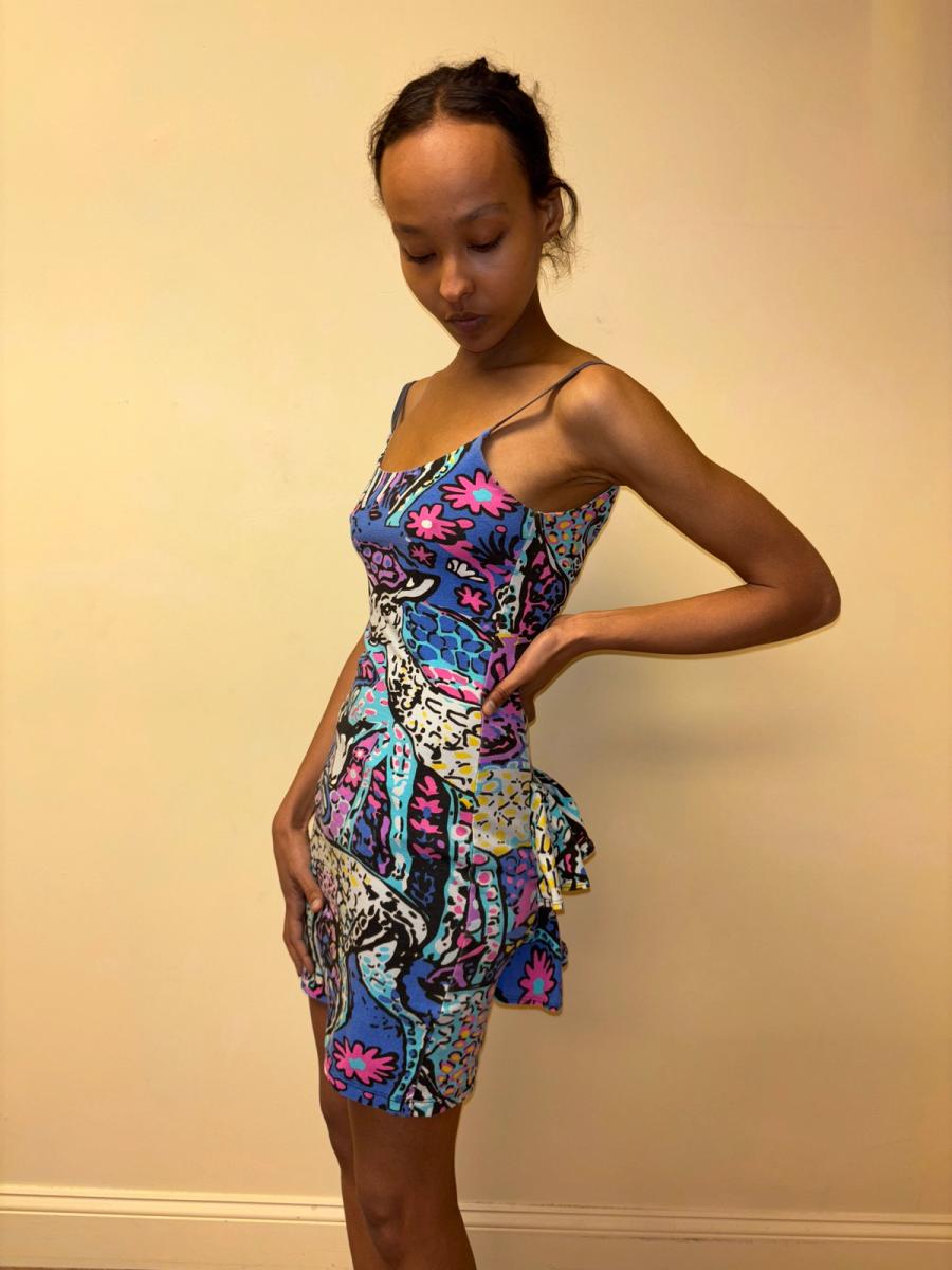 2000s Betsey Johnson Fawn Print Bustle Dress  product image