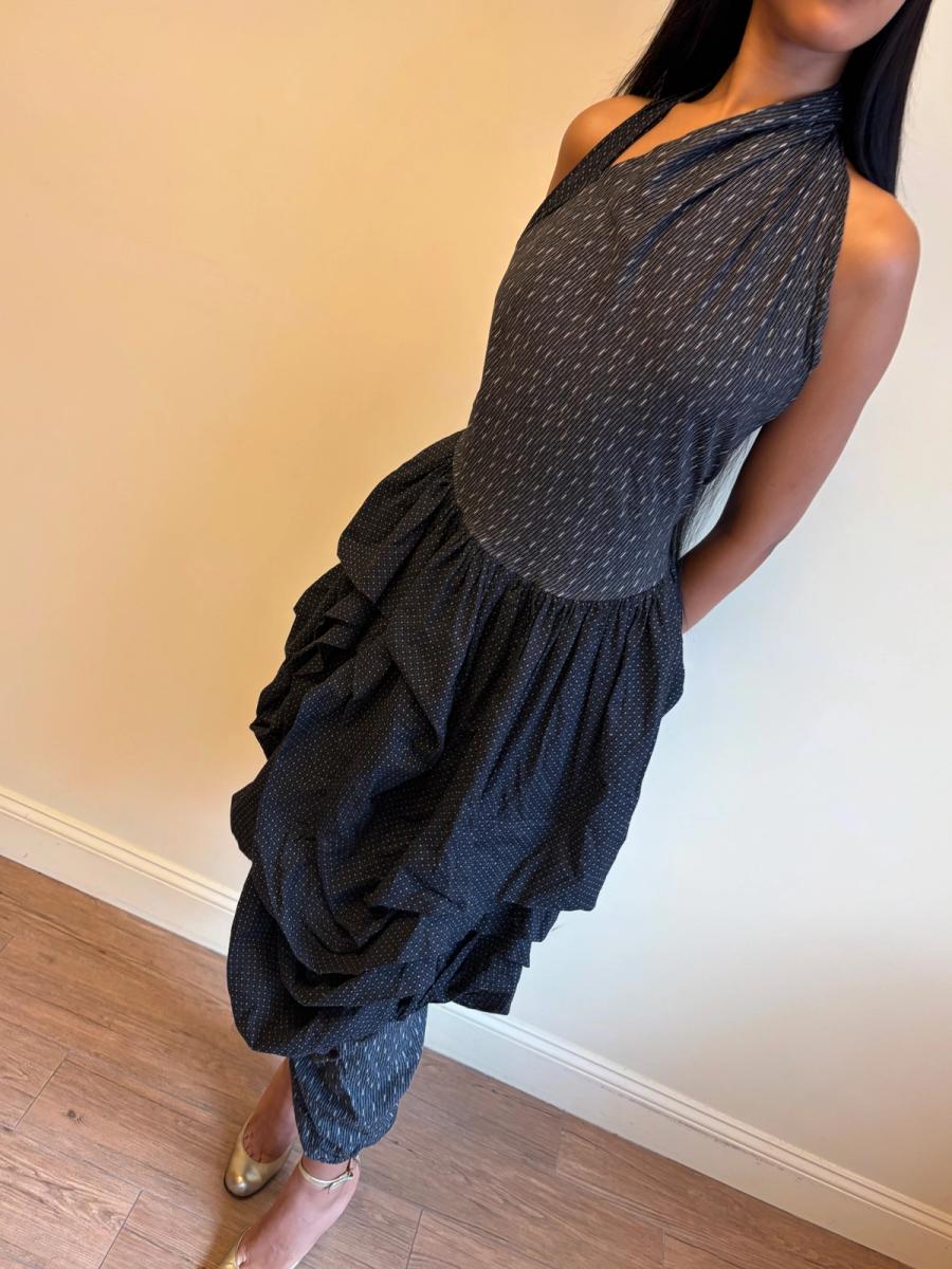 80s Popy Moreni Asymmetrical Ruched Dress product image