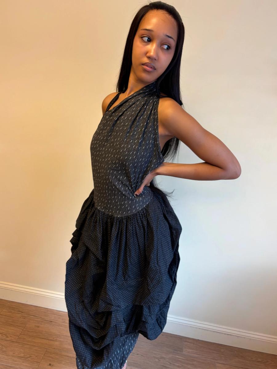 80s Popy Moreni Asymmetrical Ruched Dress product image