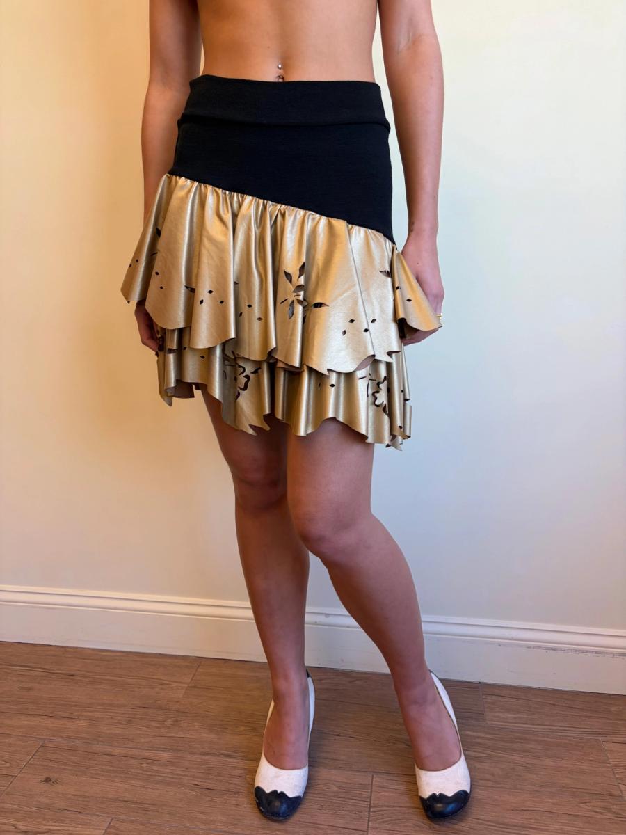 80s Yvan & Marzia Asymmetrical Gold Skirt product image
