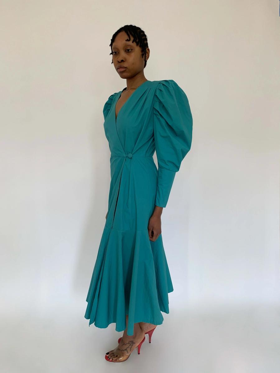 80s Norma Kamali Mutton Sleeve Dress product image