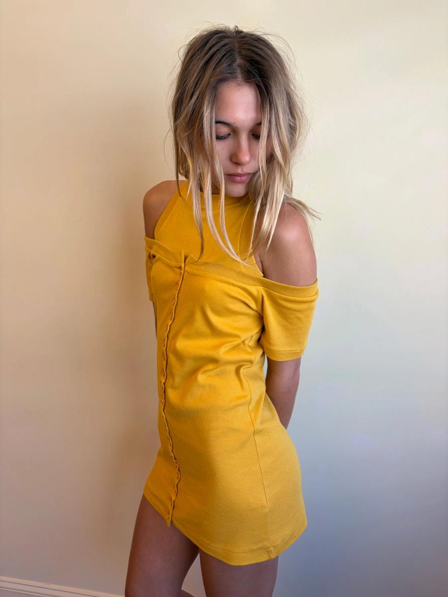 80s Norma Kamali Double Layered Sweat Mini Dress product image