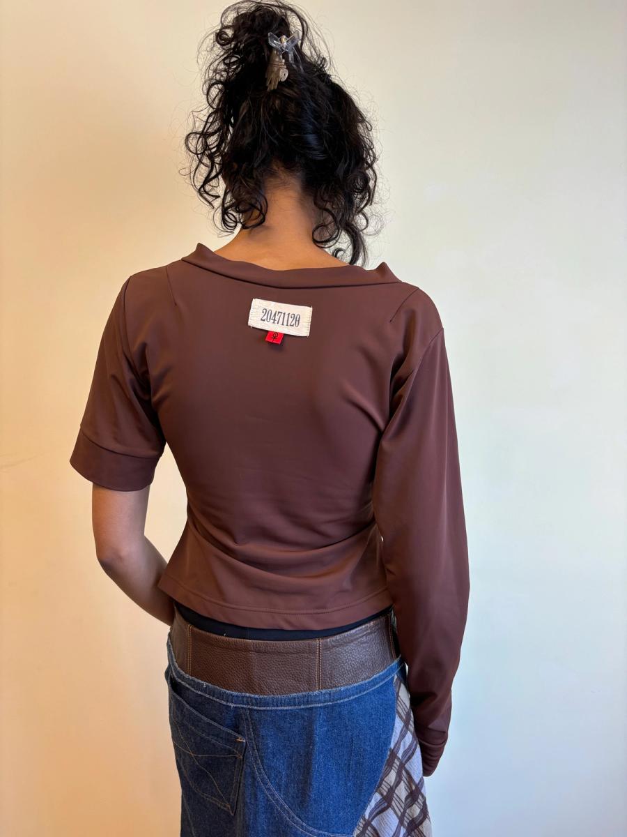 90s 20471120 Asymmetrical Brown Shirt product image