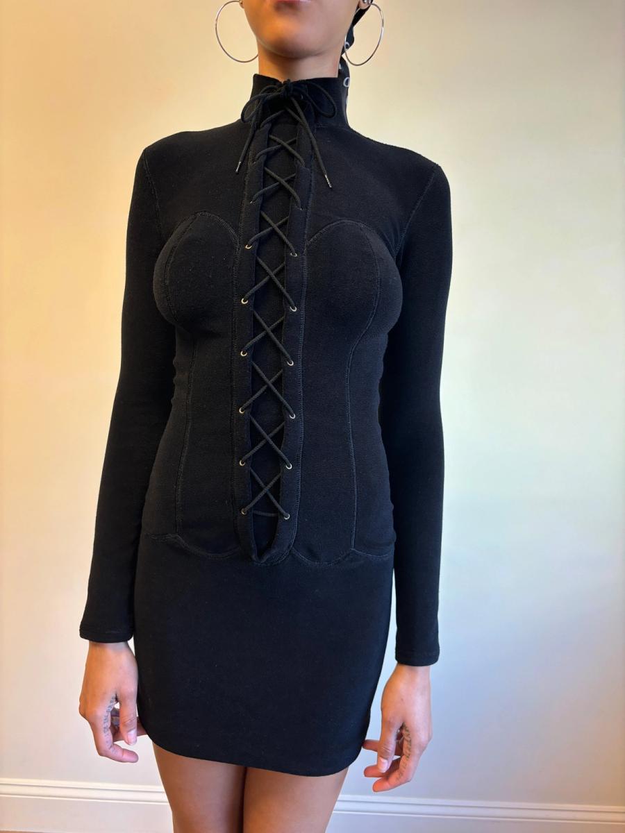 Vintage Chantal Thomass Velvet Lace Up Dress product image