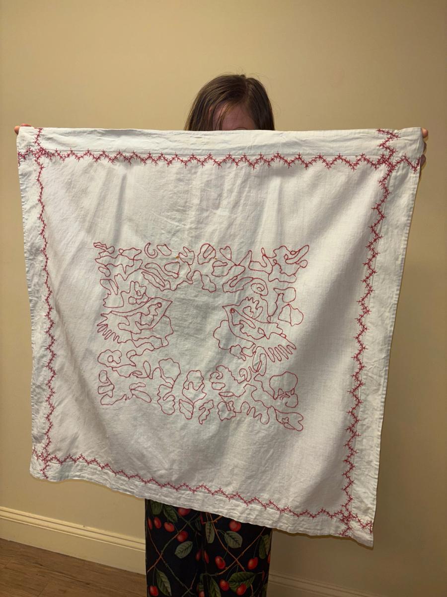 1900 Redwork Embroidered Sham  product image