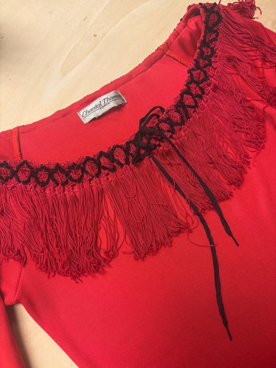 90s Chantal Thomass Red Fringe Dress product image