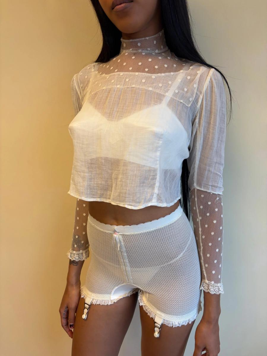 Edwardian White Lace Dot Blouse product image