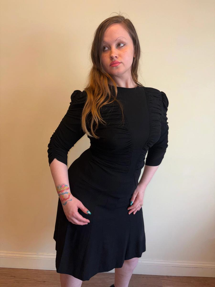 Norma Kamali OMO 80s does 40s Ruched Crepe Dress  product image