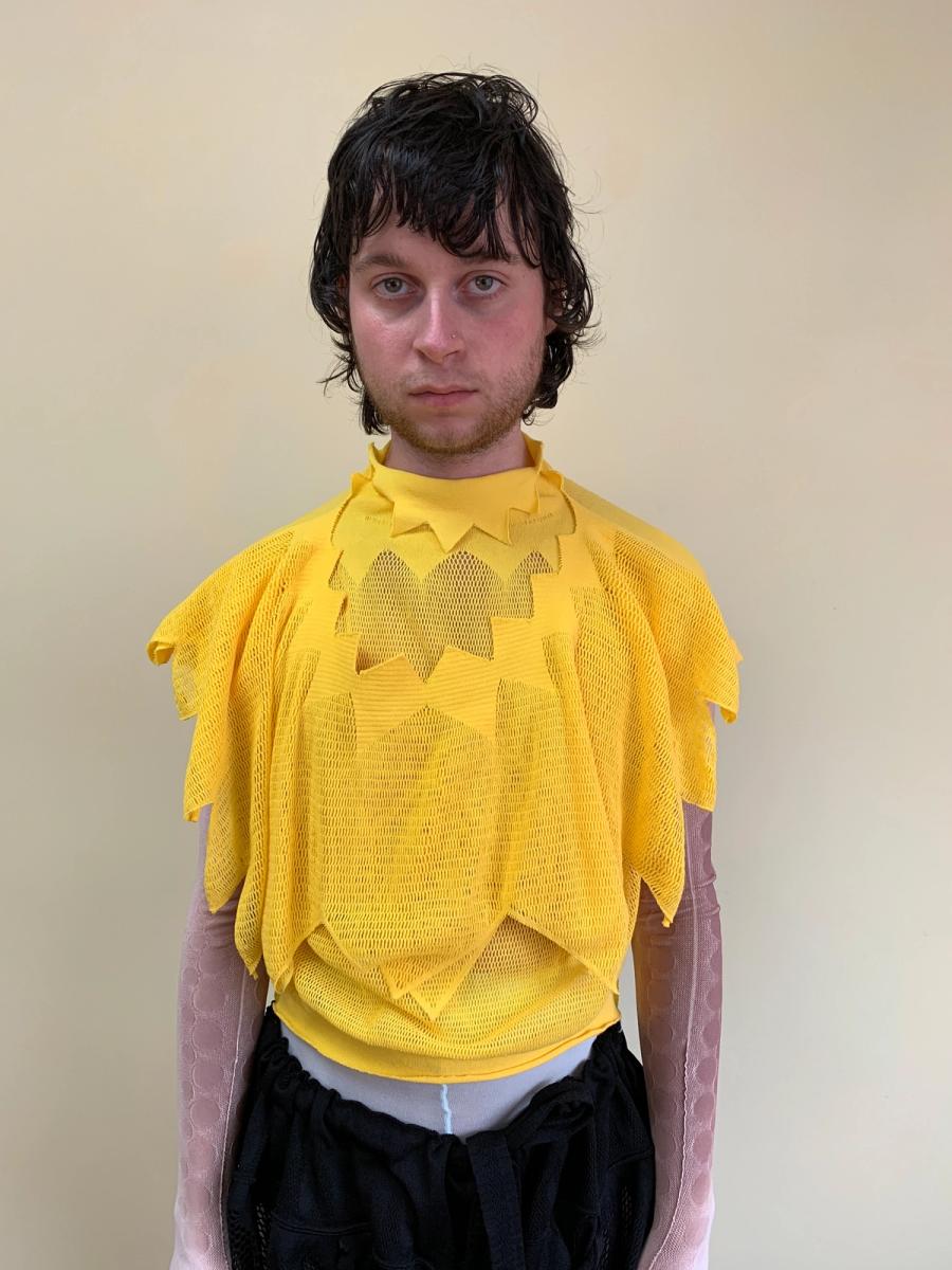 Issey Miyake APOC Yellow Pleated Top With Hood product image