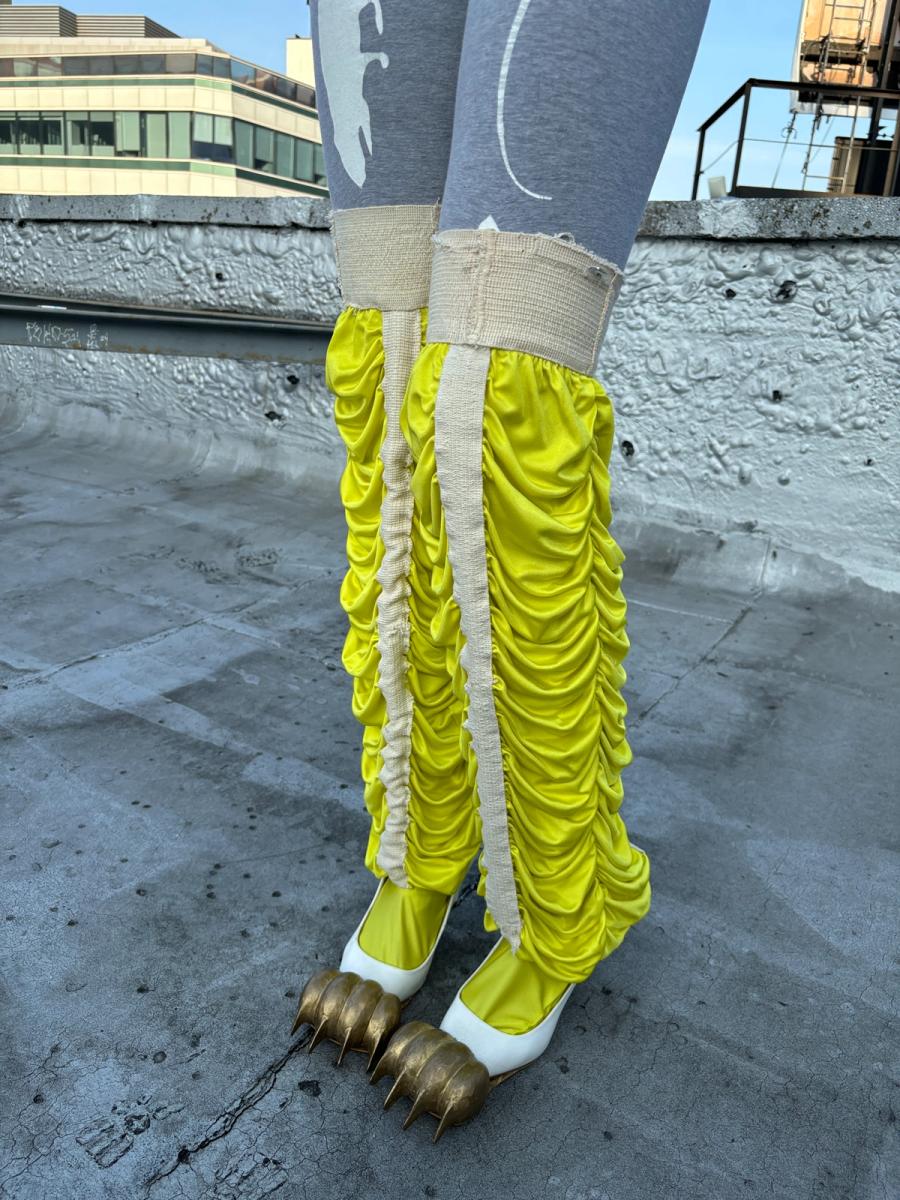 Extra Long Antique Jockstrap Legwarmers - Electric Yellow product image