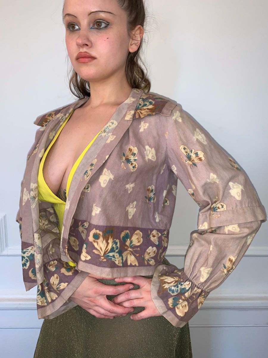 Edwardian Printed Flannel Butterfly Bed Jacket product image