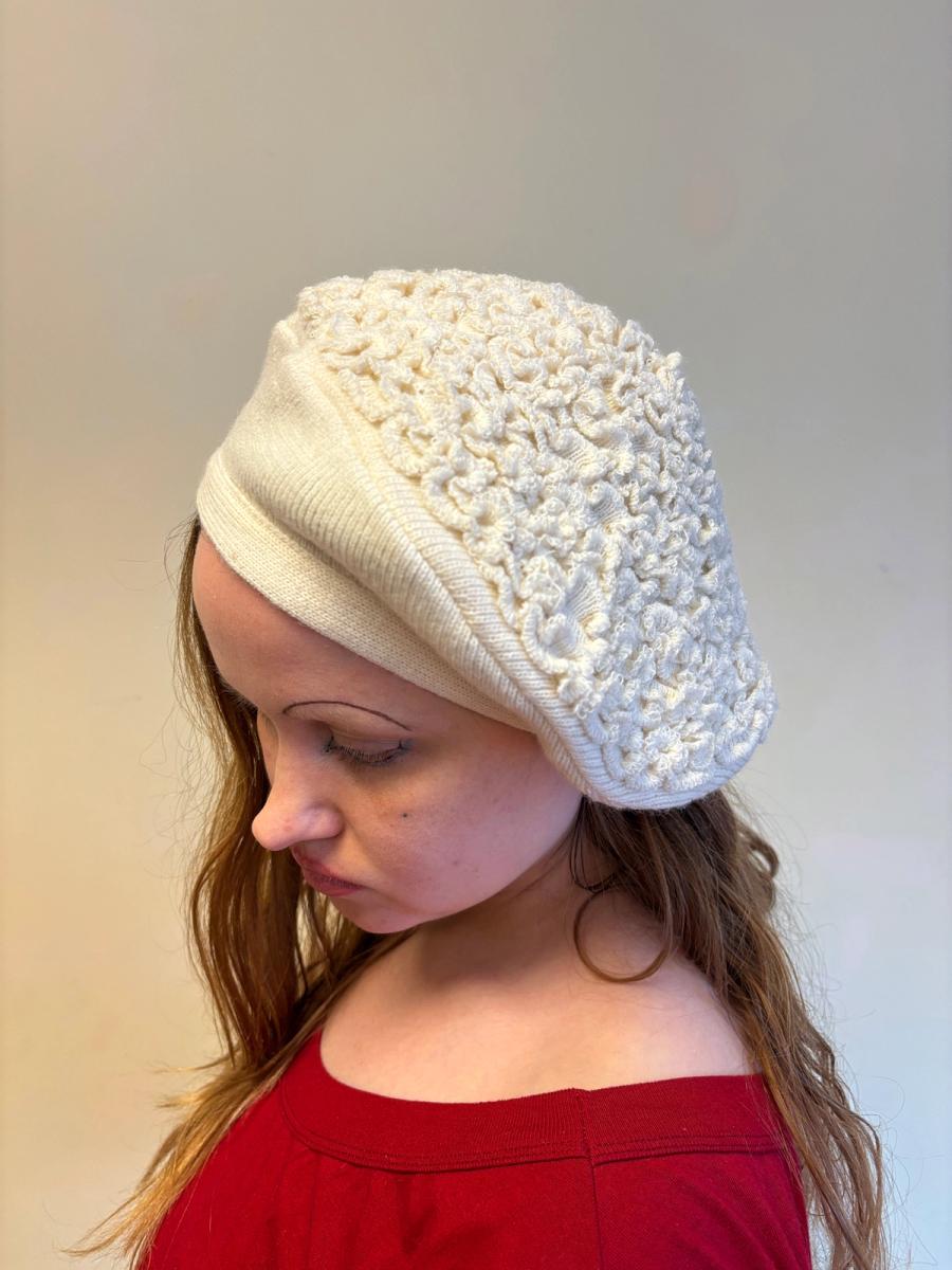 1980s Chantal Thomass Ruffled Knit Beret  product image