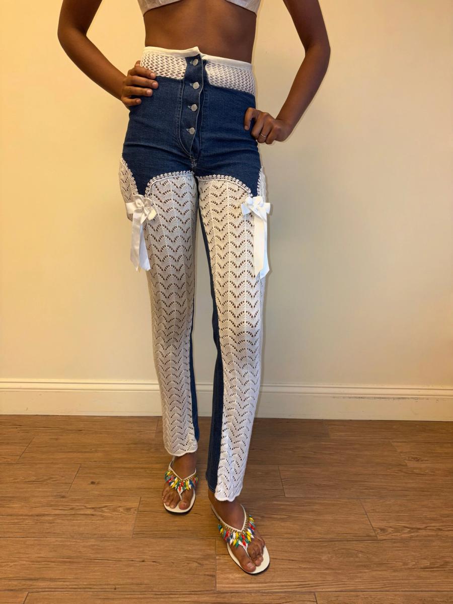 Vintage Jeans with Garter Design product image