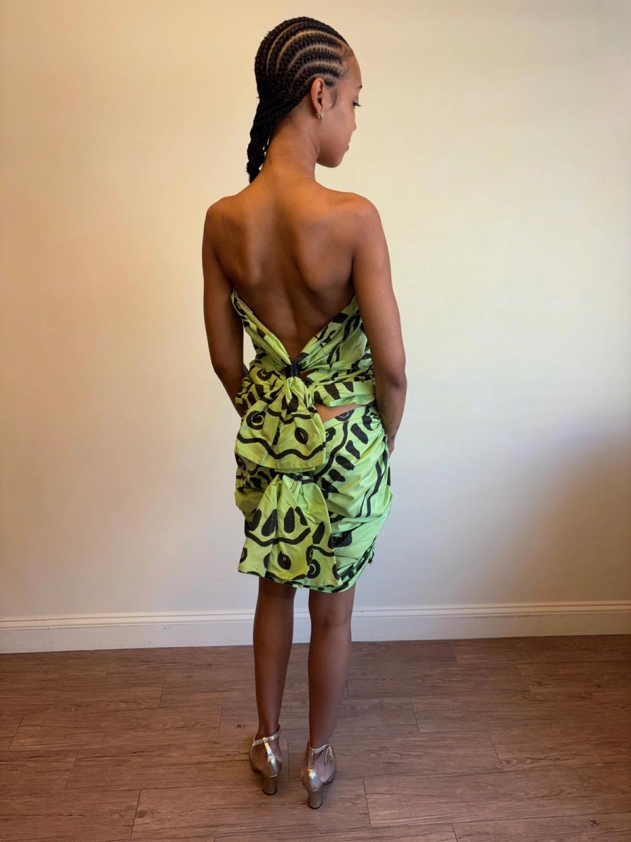 80s Angelo Tarlazzi Abstract Dress with Raffia product image