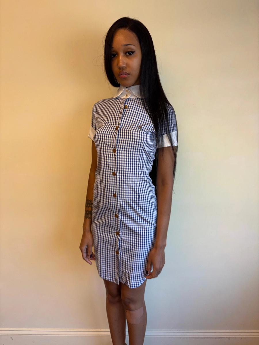 90s Vivienne Westwood Checked Dress with Hi-Collar product image