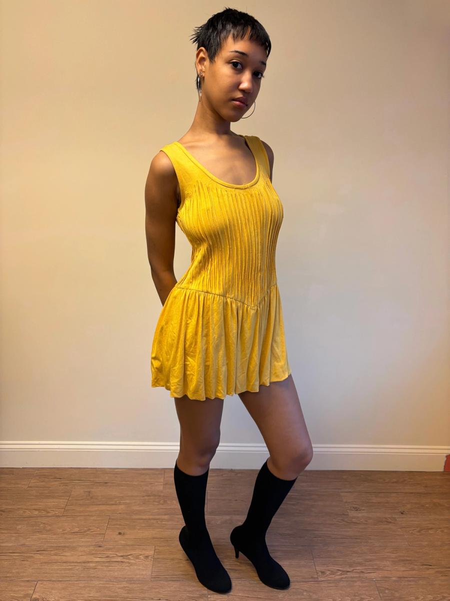 80s Koos Van Den Akker Shredded Yellow Bubble Dress product image