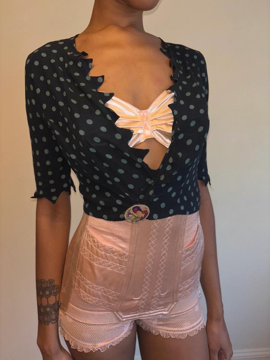 30s Polka Dot Top with Jagged Hem product image