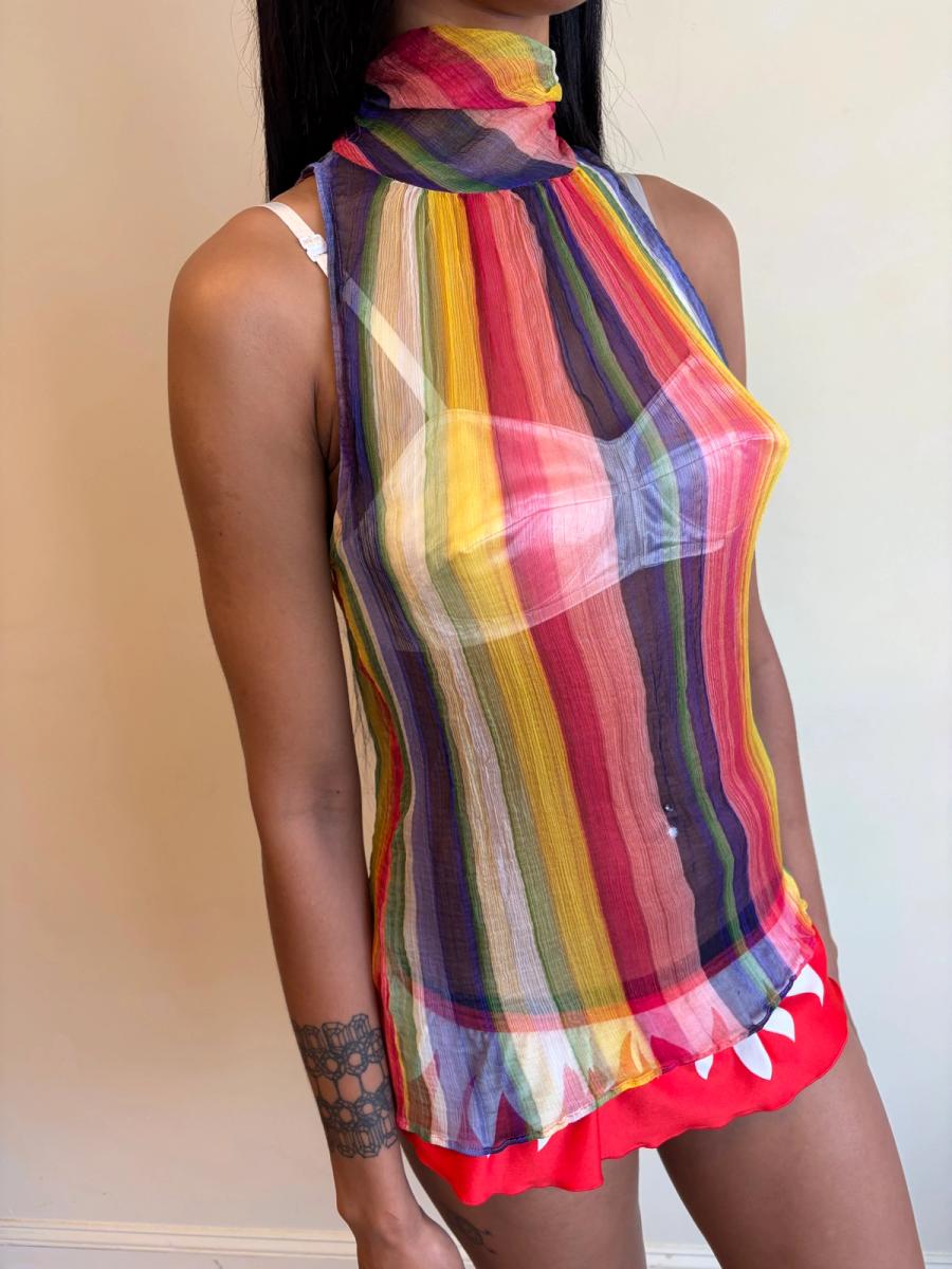 1930s Rainbow Chiffon Crepe Top product image