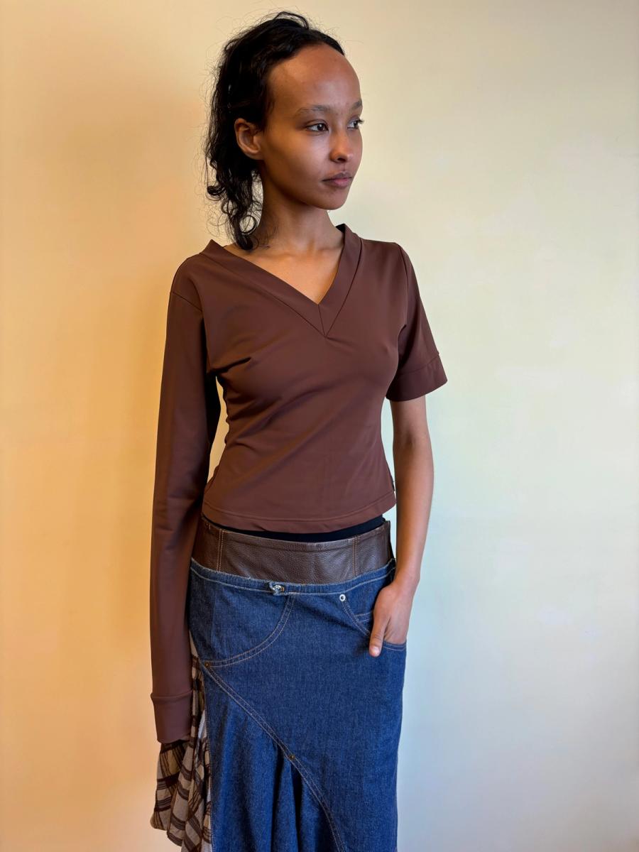 90s 20471120 Asymmetrical Brown Shirt product image