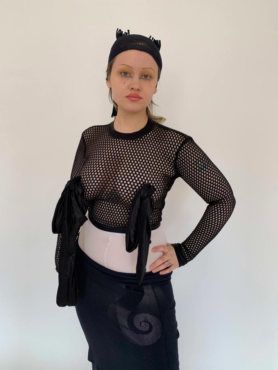 1980s Pam Hogg Boob Tie Fishnet Top  product image