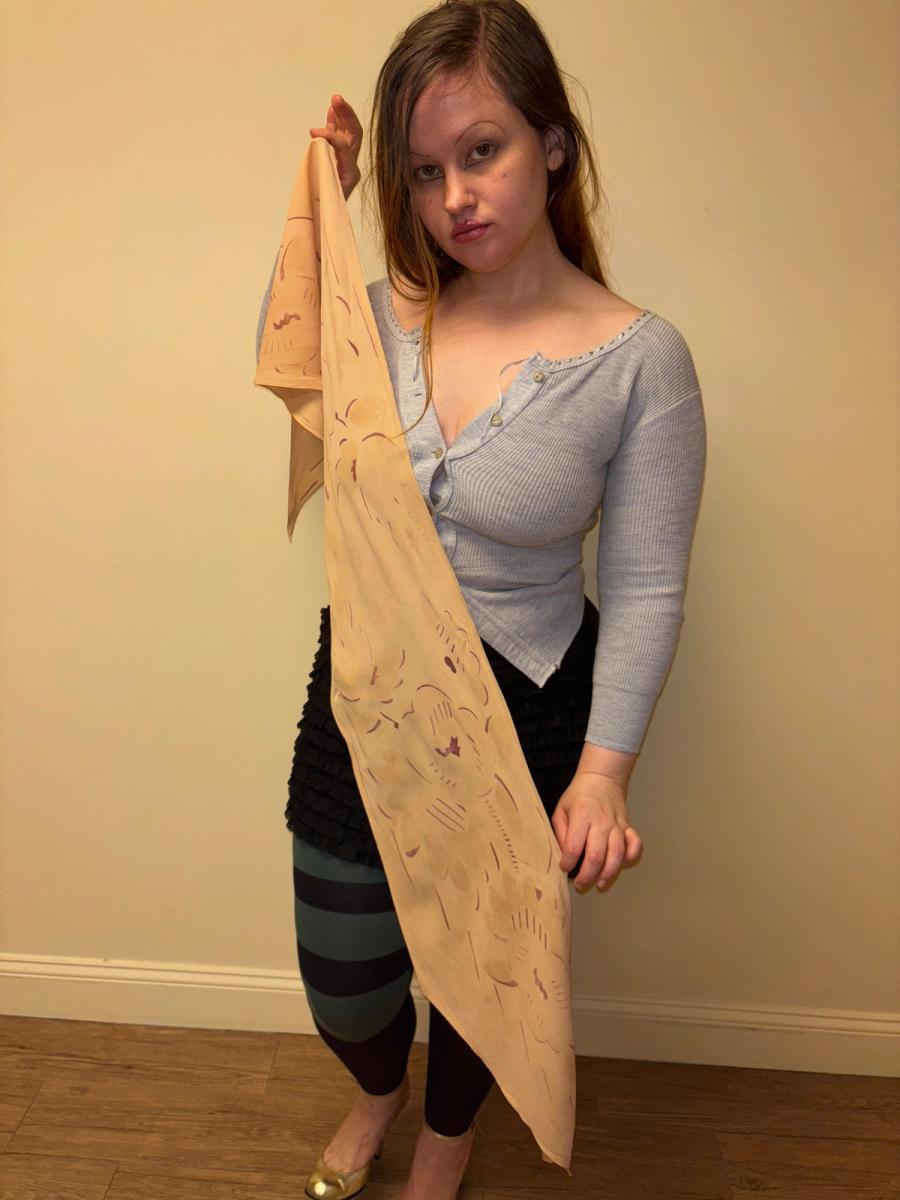 Art Deco Crepe Scarf With Abstract Florals product image