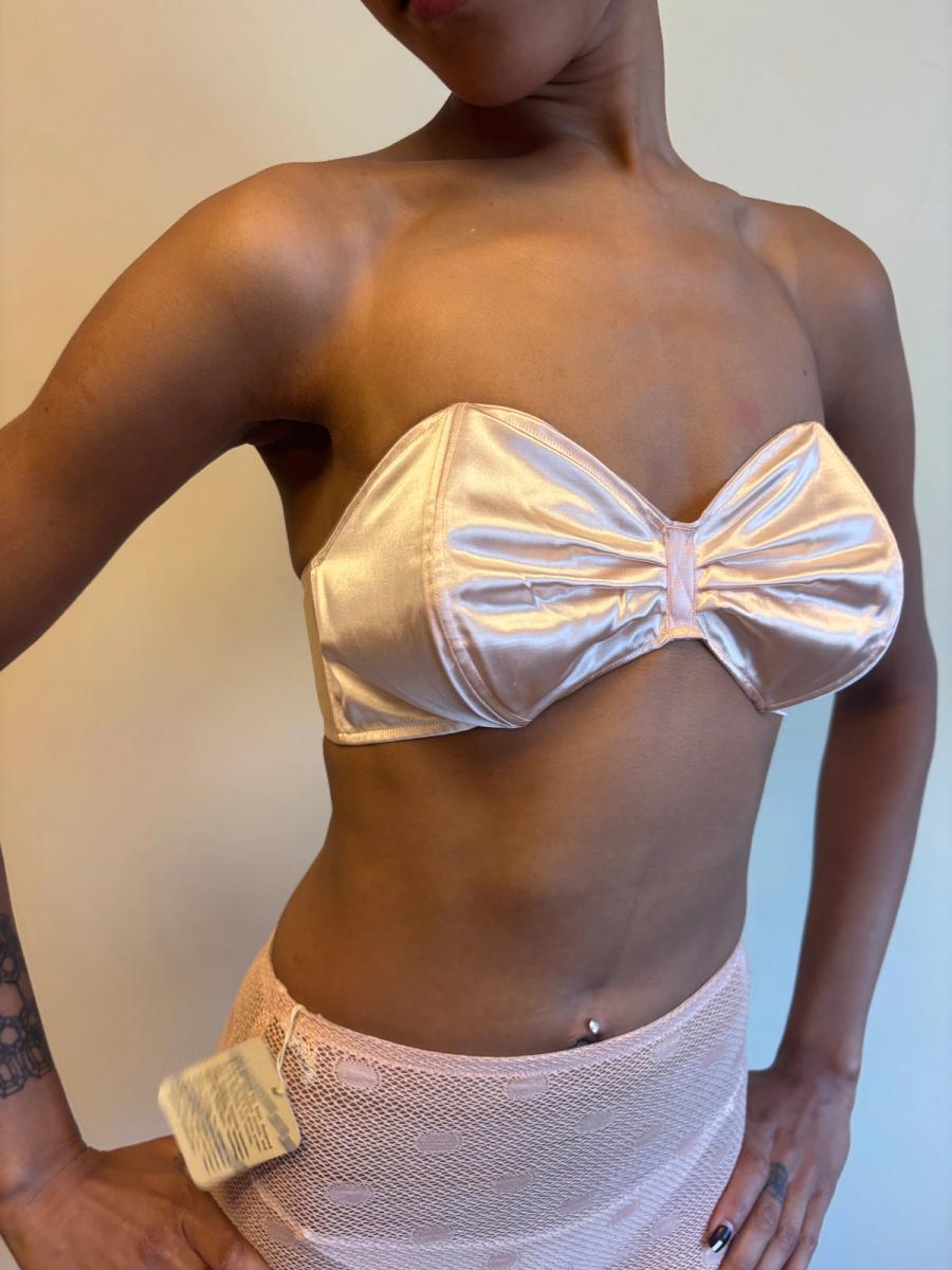 40s French Pink Satin Bra product image