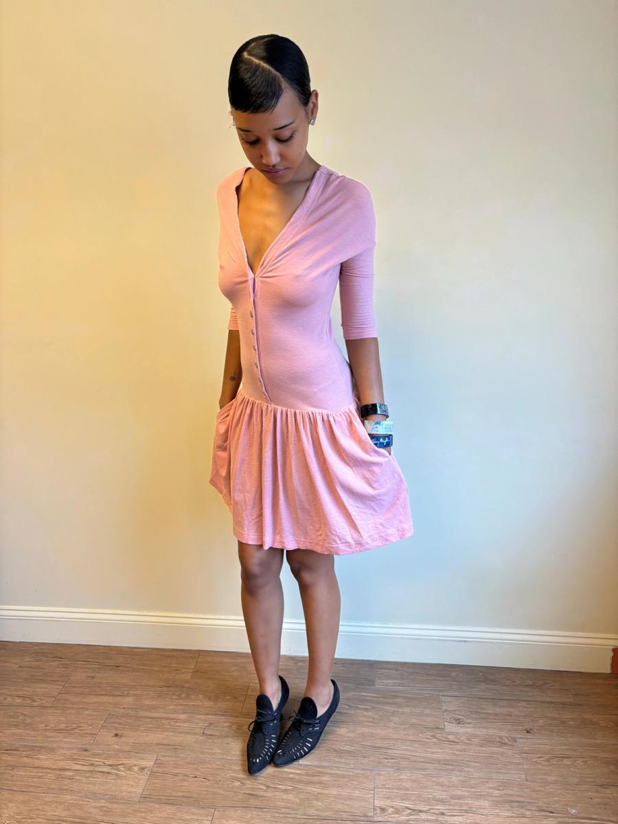 80s Chantal Thomass Blush Off the Shoulder Dress product image