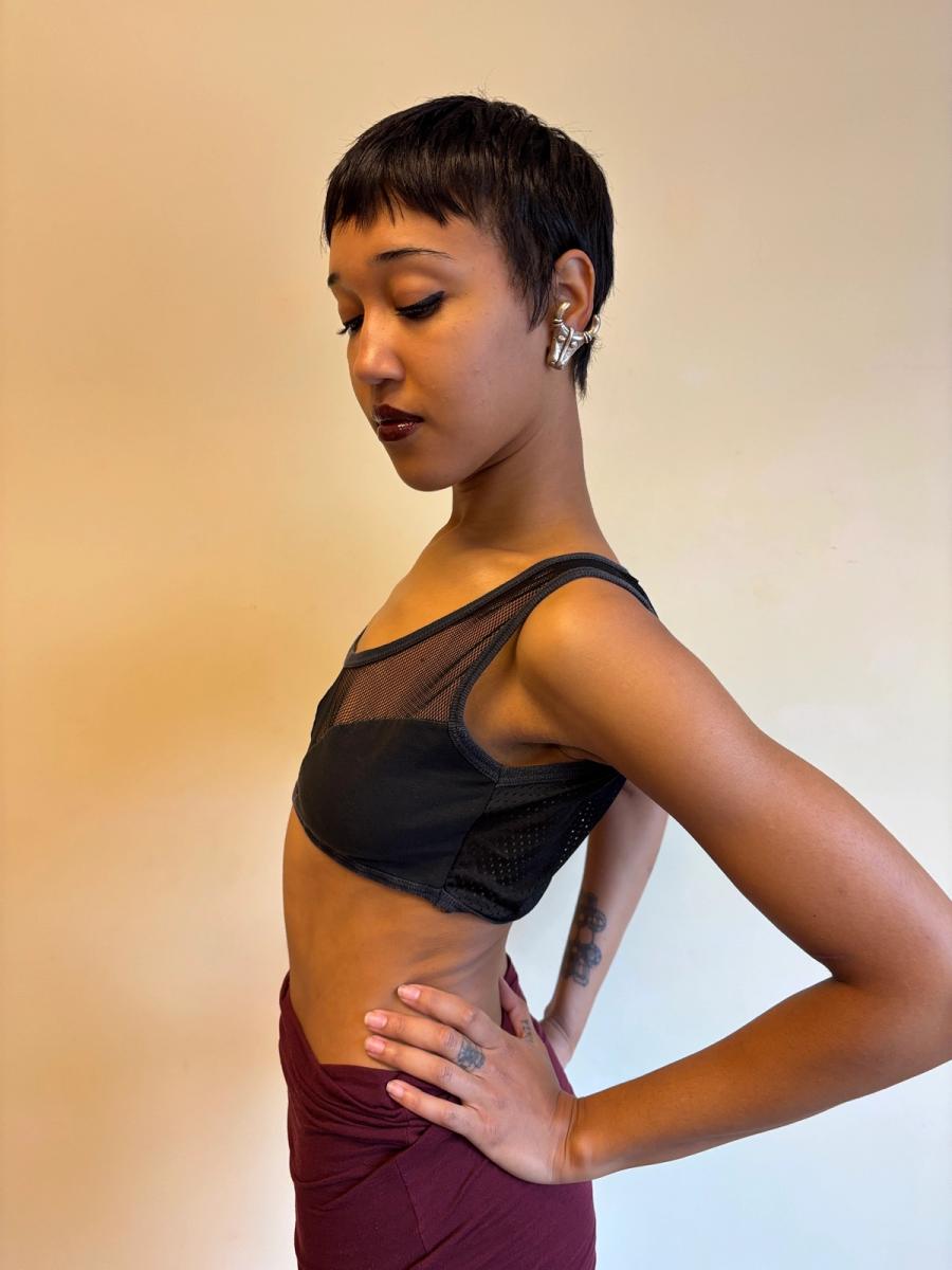 80s Junior Gaultier Mesh Cutout Crop Top product image