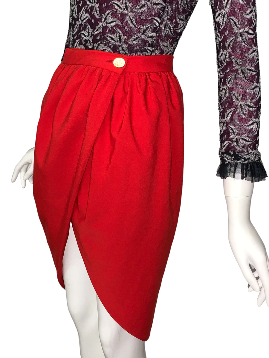 90s Westwood Red Tulip Bustle Skirt 