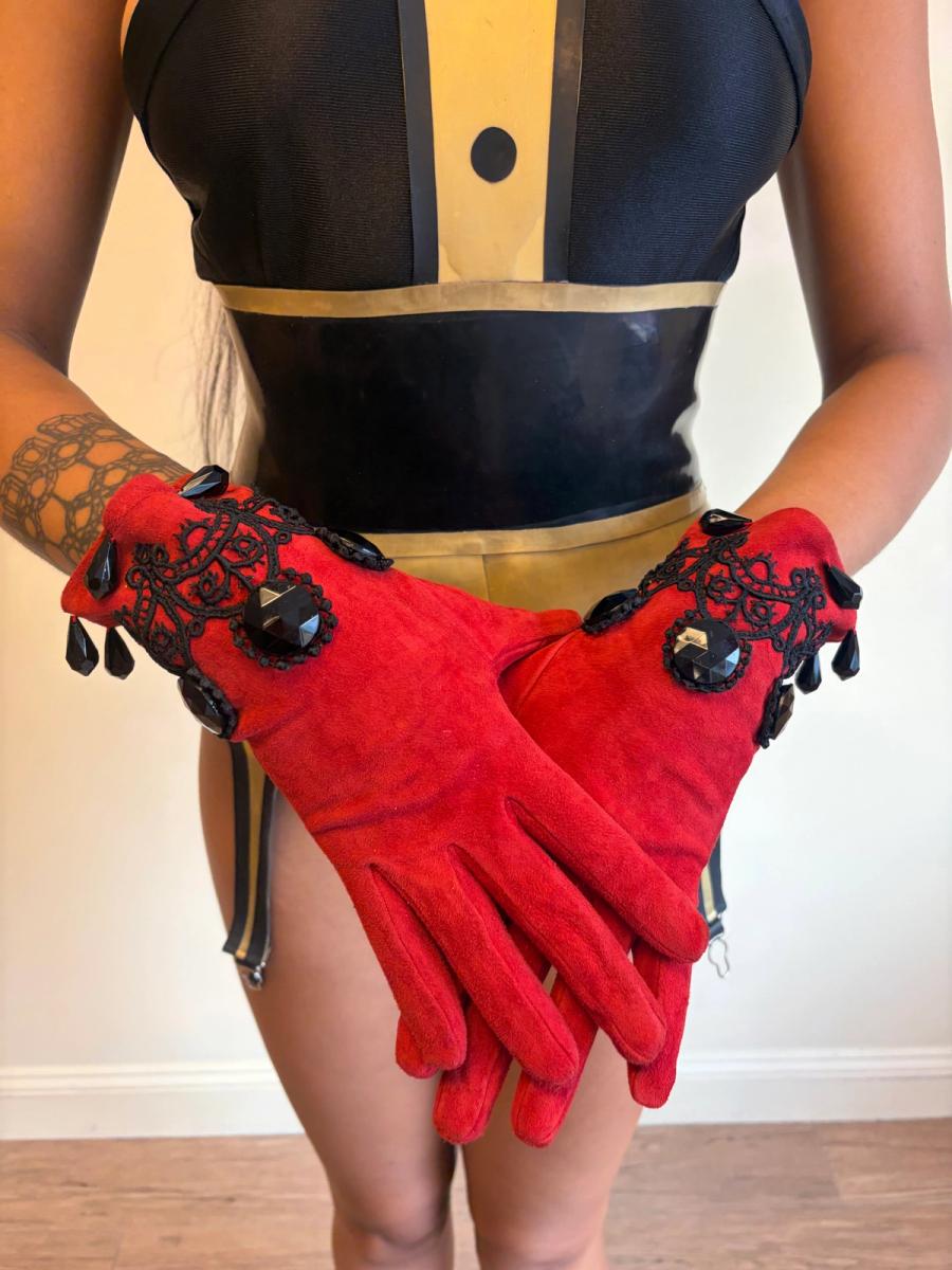 Chantal Thomass Suede Gloves With Jeweled Embellishment  product image
